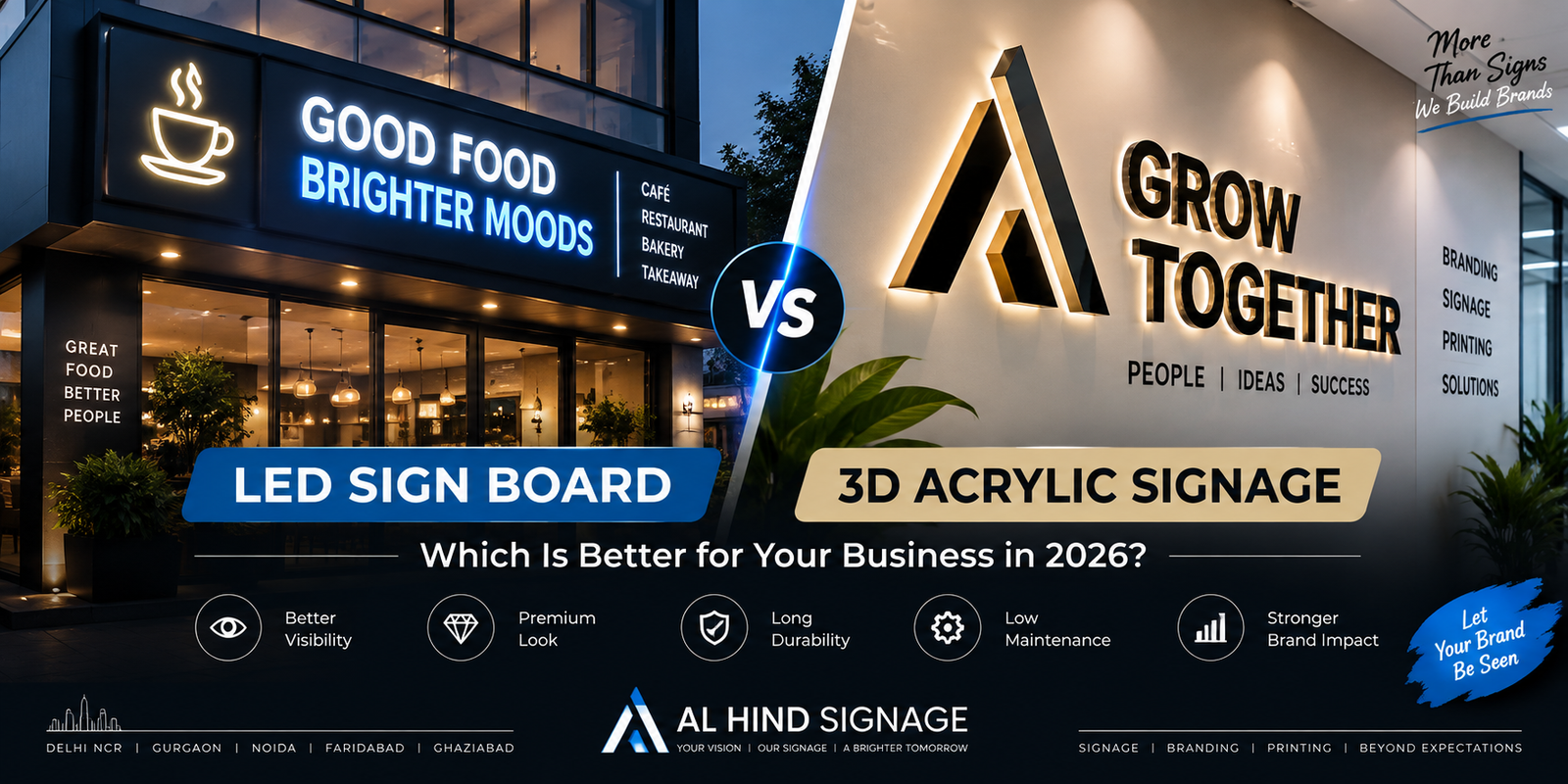 LED Sign Board vs 3D Acrylic Signage: Which Is Better for Your Business in 2026?