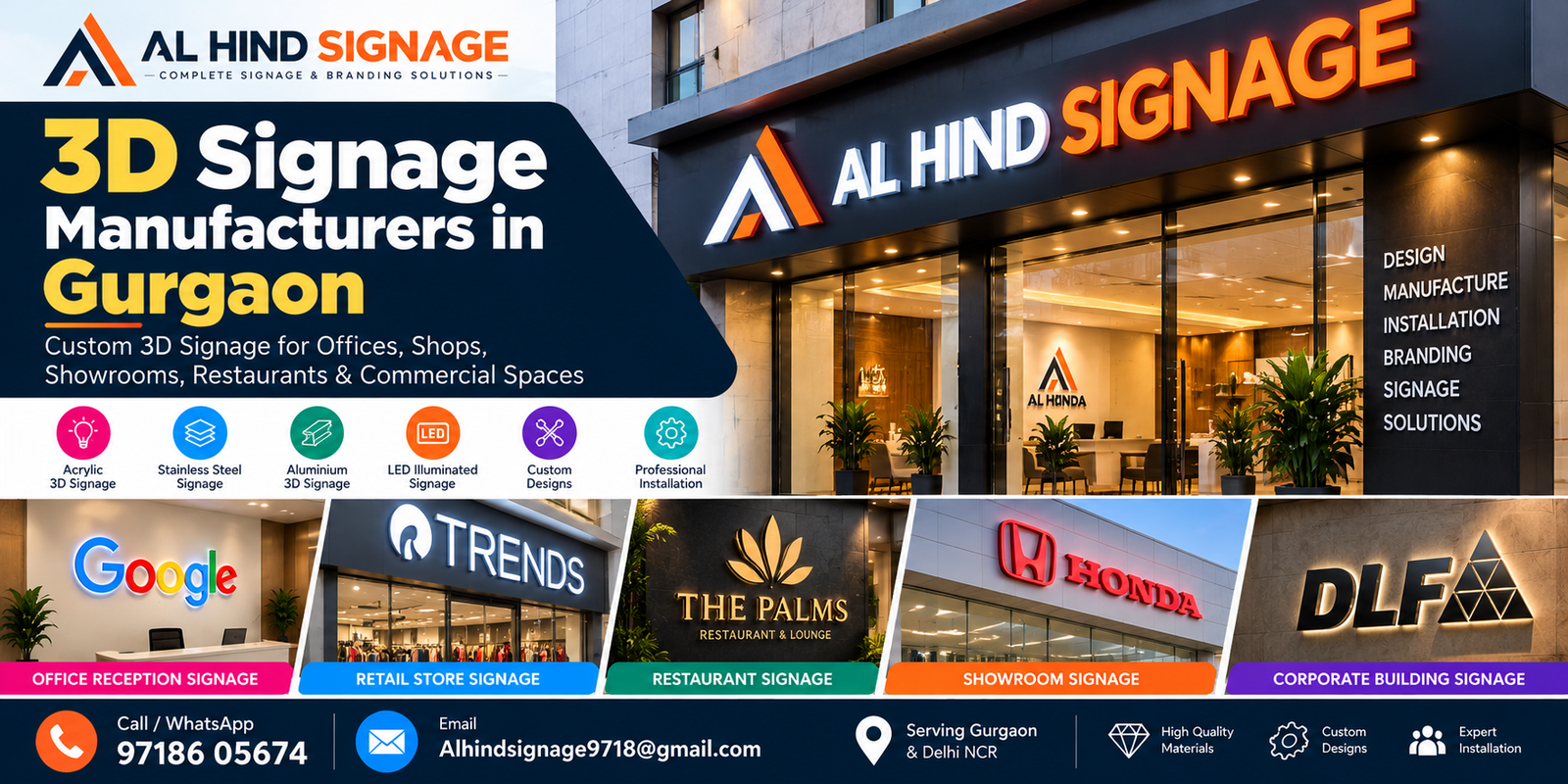3D Signage Manufacturers in Gurgaon: Materials, Designs & Commercial Applications (2026)
