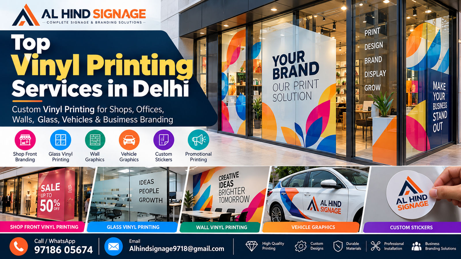 Top Vinyl Printing Services in Delhi (2026) – Custom Vinyl Printing Solutions by Al Hind Signage