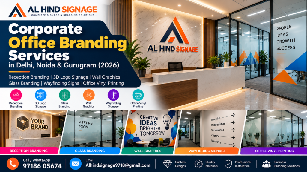 Corporate Office Branding Services in Delhi, Noida and Gurugram by Al Hind Signage