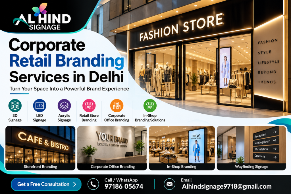 Corporate Retail Branding Services in Delhi by Al Hind Signage