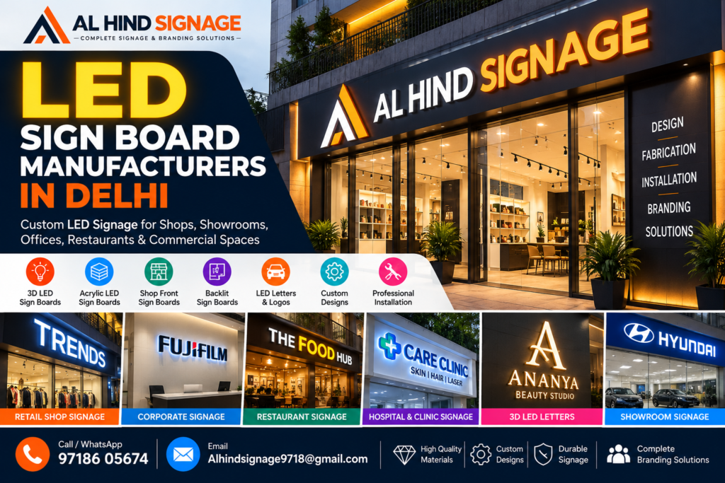 LED Sign Board Manufacturers in Delhi – Al Hind Signage
