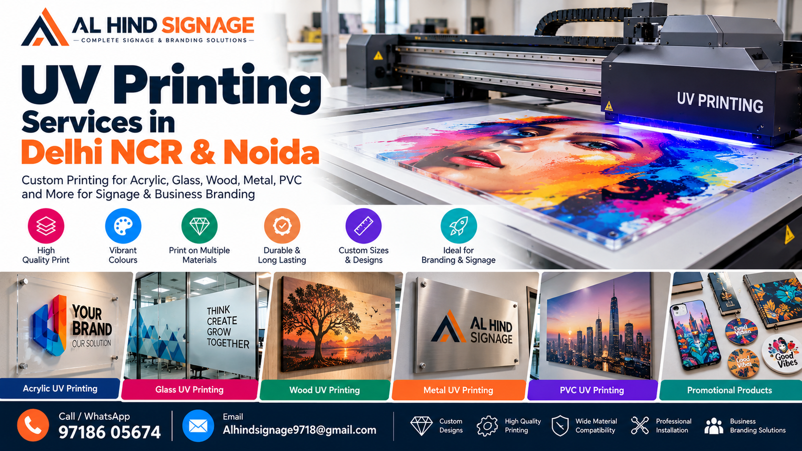 UV Printing Services in Delhi NCR & Noida (2026): Custom Printing Solutions by Al Hind Signage